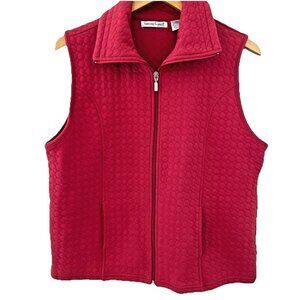 Hasting & Smith Women's Quilted Vest Petite Large Salmon Zip Front Lightweight